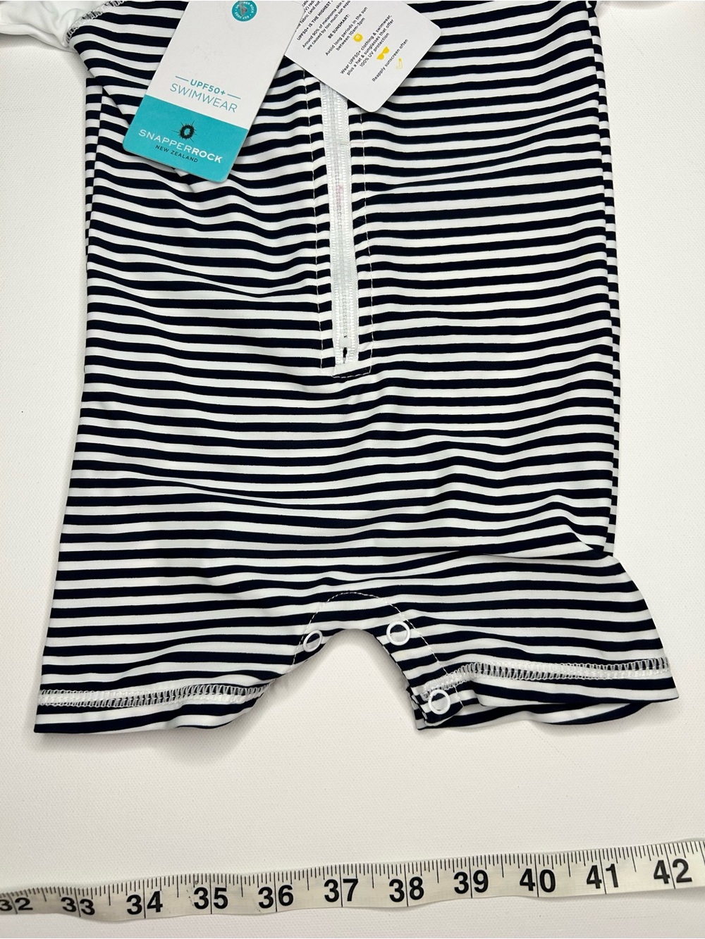 Snapper Rock Black & White Striped Baby Rash Guard One-Piece - Picture 3 of 4